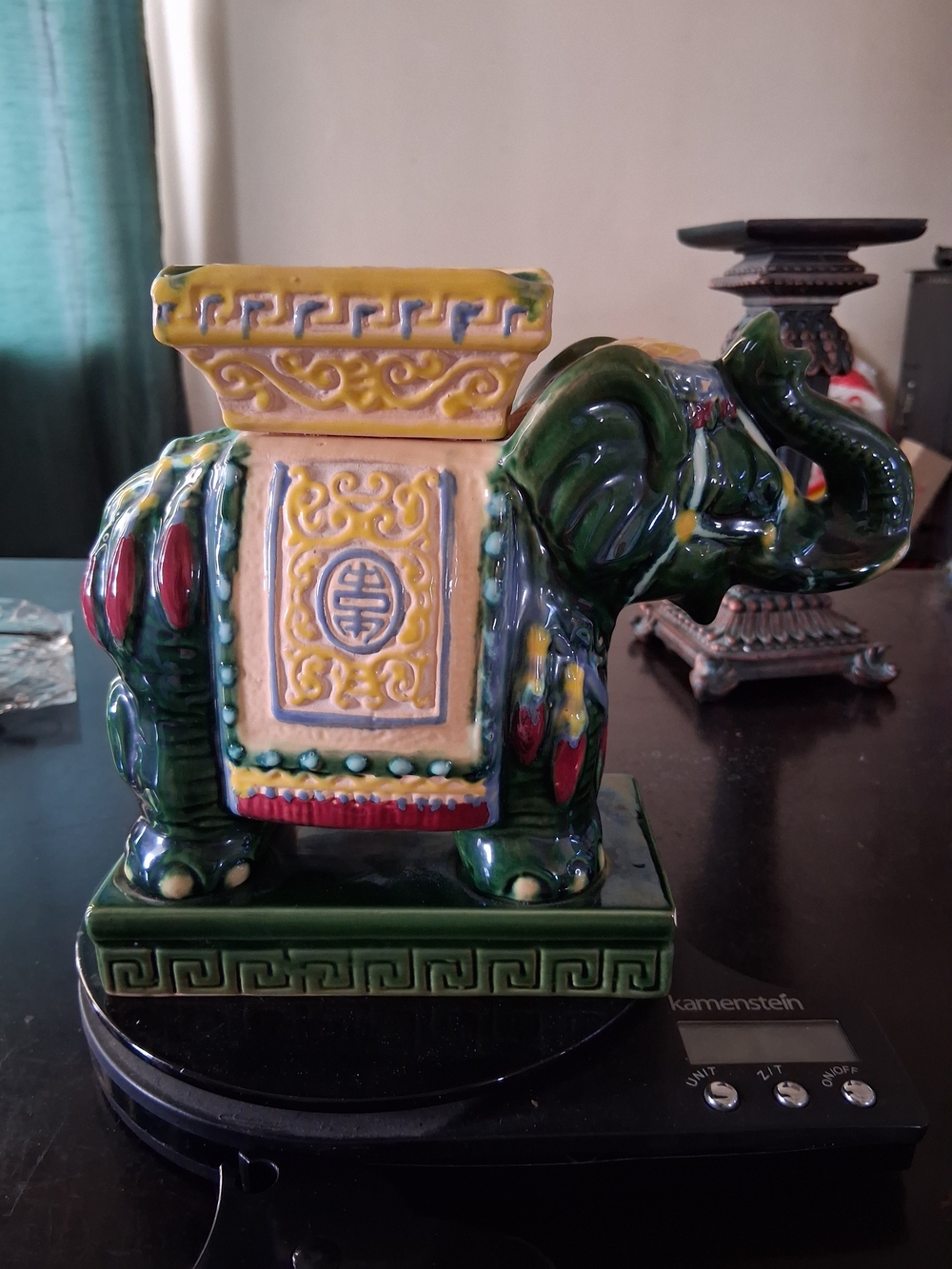 Colorful Ceramic Elephant Planter - Vintage Chinoiserie 70s Collector